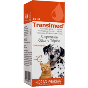 Transimed® Perro y Gato, Miconazol, Prednisolona, Polimixina B Suspensión ótica tópica.