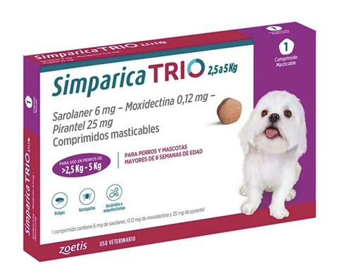 Simparica Trio 2,5 a 5 kilos, 1 comprimido