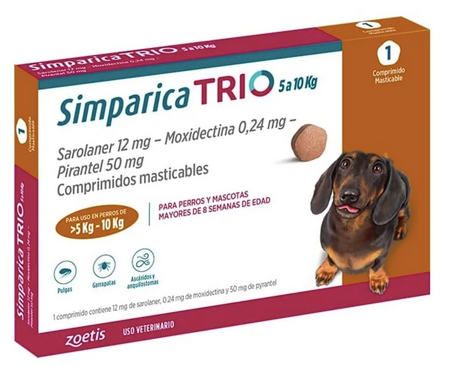 Simparica Trio 5 a 10 kilos, 1 comprimido